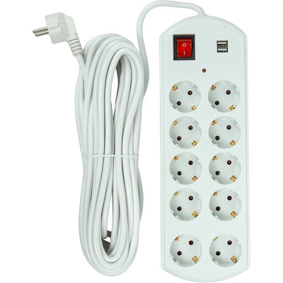 Мережевий фільтр живлення PowerPlant 10м, 10 розеток, USB, євро, 100% мідь (YS-N6065/10) (EX610563) Вінниця - фото 2