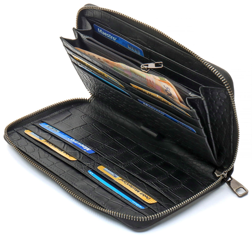 Чоловічий клатч з натуральної шкіри Marco Coverna брендове портмоне на блискавці Горизонтальний гаманець на замку Київ - фото 7