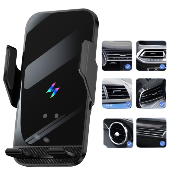 Держатель для телефона,автомобильный с беспроводной зарядкой 15W с функцией автоматического открытия и закрытия,чёрный Каменец-Подольский