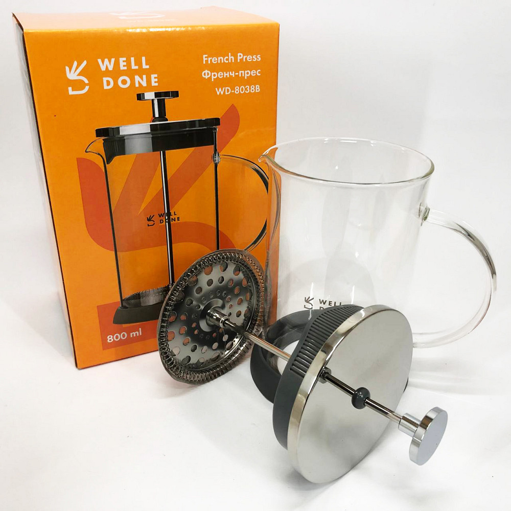 Заварник прозорий Well, Френч-прес з якісного матеріалу, Чайники для заварки, Домашній френч-прес MY-20 Івано-Франківськ - фото 8