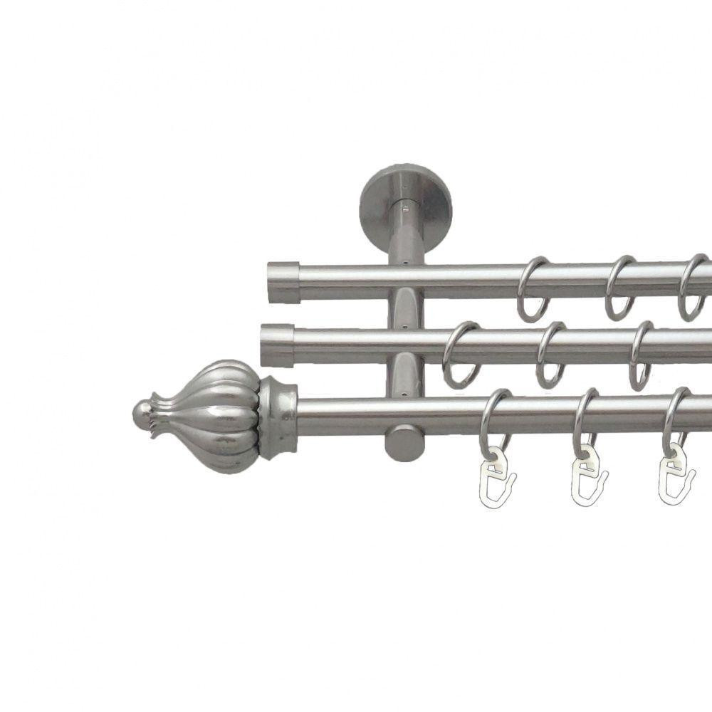 Карниз Orvit Таджа металевий трирядний циліндр (20 см) гладка труба кільце металеве Нержавіюча Сталь 16\16\16 мм 200 см (5503412) Львів - фото 1