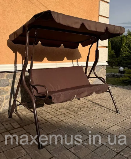 Садовые качели Bonro Relax для сада и дачи 3-х местная качели с навесом коричневая Мостиська - фото 13