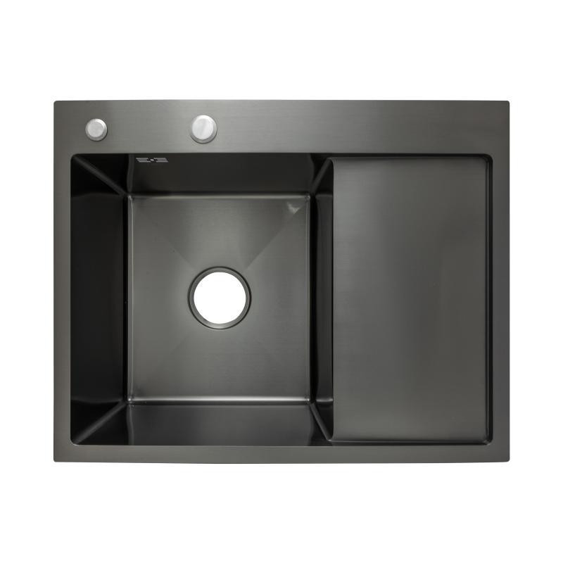 Мойка для кухни с нержавеющей стали интегрированная Lidz Handmade H6350BR Brushed Black PVD черная Киев - изображение 1