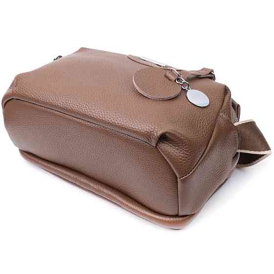 Модная сумка на каждый день с двумя отделениями из натуральной кожи Vintage 22596 Коричневый Киев