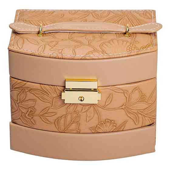 Шкатулка для прикрас з еко-шкіри, 3 яруси, з замком Київ