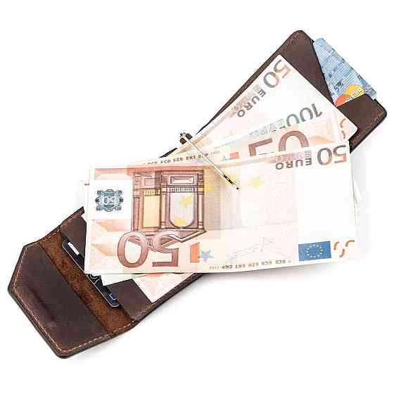 Затискач для грошей вінтажний Коричневий (GRANDE PELLE) Київ