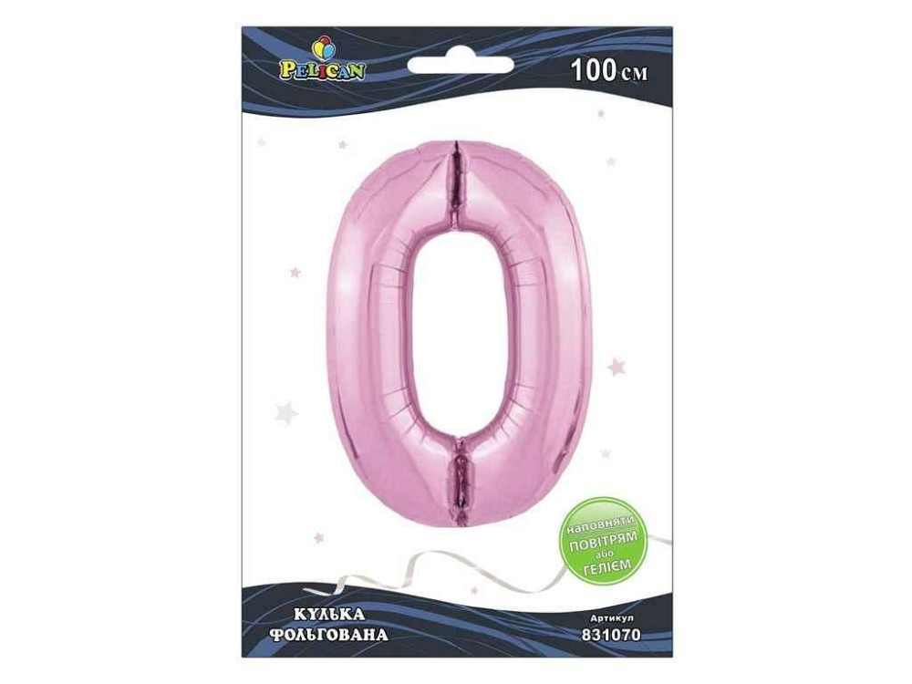 Цифра фольгована 0 РОЖЕВA 100см 831070 ТМ PELICAN Киев - изображение 1