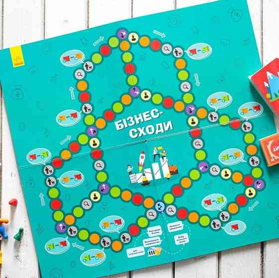 Настільна гра "Бізнес-сходи" РЛ902037У кубик, 5 фішок гравців, Вінниця
