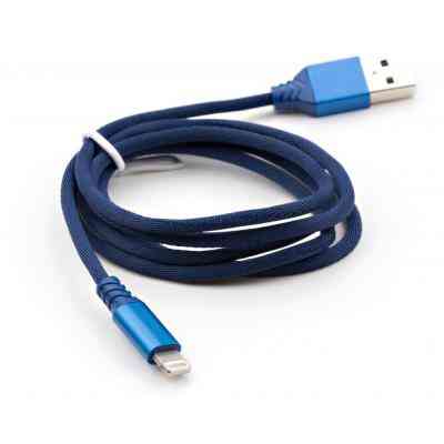 Дата кабель USB 2.0 AM to Lightning nylon 1m blue Vinga (VCPDCLNB21B) Винница