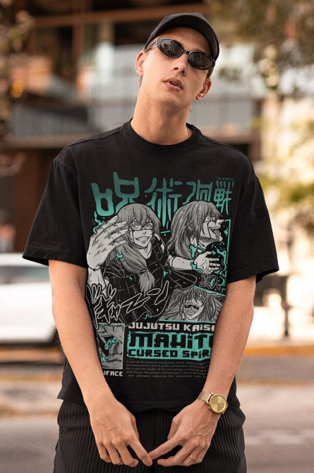 Футболка чоловіча з аніме принтом Магічна битва оверсайз (S/M/L) Чорний AnimeJ1163 Дніпро - фото 6