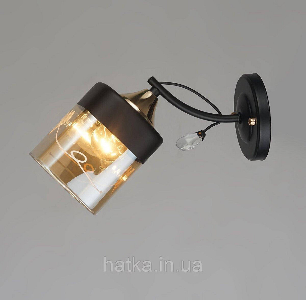 Бра настенное VALESO A3428/1W стеклянный плафон E27 Черный + Золото A3428/1W Киев - изображение 1