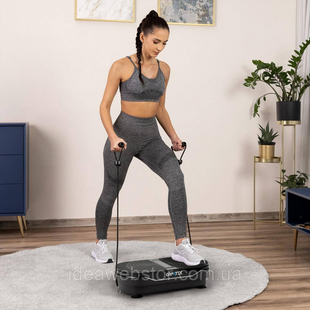 Виброплатформа Gymtek XP300 черная для дома до 150 кг с пультом и эспандерами тренажер для похудения фитнеса и массажа Киев - изображение 13