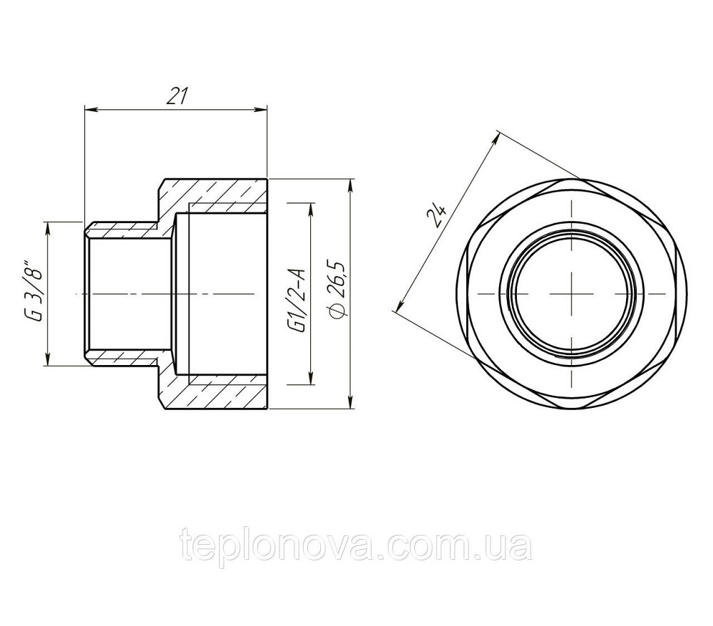 Перехідник редукційний 1/2"х3/8" ВН латунний LI323S OPTIMUM Чернівці - фото 3