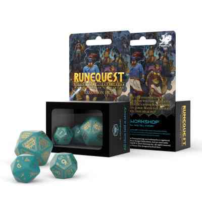 Набор кубиков для настольных игр Q-Workshop RuneQuest Turquoise gold Expansion Dice (3 шт.) (SRQE97) Винница