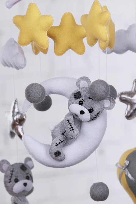 Дитячий мобіль на ліжечко для немовлят WooolyWool «Тедді на місяці» Київ - фото 2