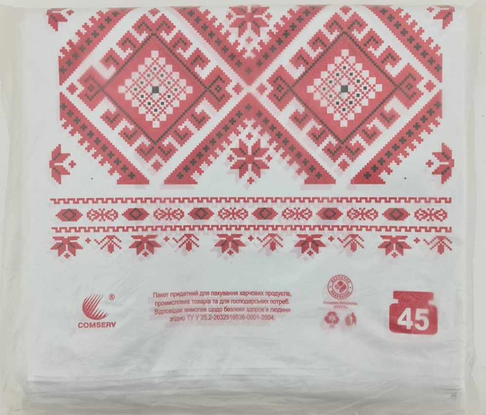 Пакет майка полиэтиленовая 34*58 Вышиванка (5цветов) Комсерв (100 шт) Харьков - изображение 3