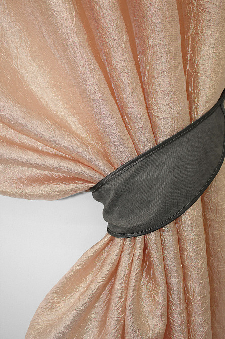 Кухонные шторы VR-Textil № 073к с ламбрекеном и подхватами персиковый с серым 260х170 см (52-0101) Киев - изображение 3