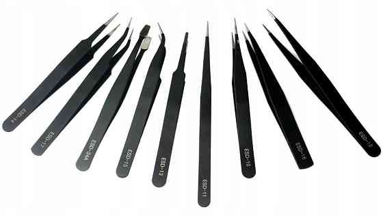 Набір прогумованих антистатичних пінцетів 9 шт у чохлі Mar-Pol (M66799) Нововолинськ