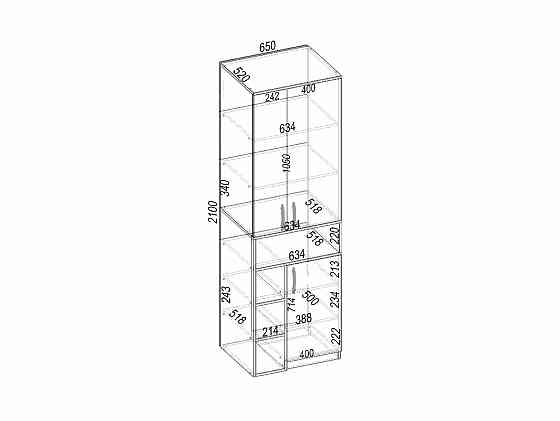 Шкаф для одежды Tetris Т-2, Белый, 650/520/2100 Львов
