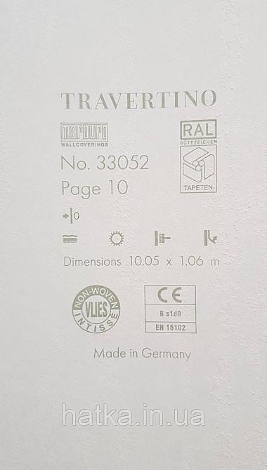 Шпалери вінілові на флізеліні Marburg Travertino 1.06х10 абстракція смужки точки під кору дерева чорні білі Київ - фото 4