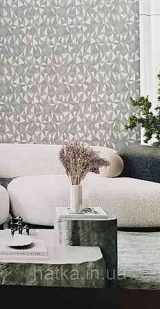 Шпалери вінілові на флізеліні AdaWall Omega1.06х10 геометрія 3д темно-сірі срібло 23204-5 Київ