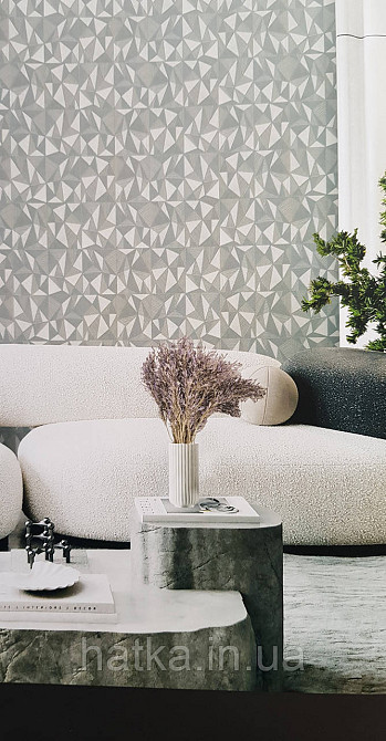 Обои виниловые на флизелине AdaWall Omega1.06х10 геометрия 3д темно серые серебро 23204-5 Киев - изображение 1