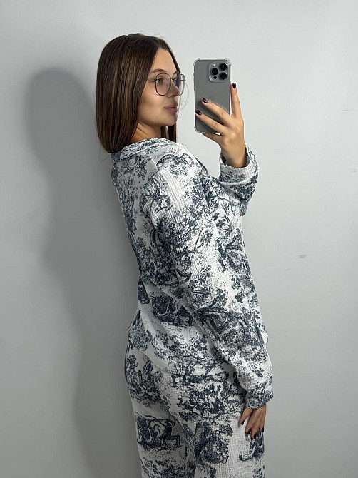 Женский комплект из натуральной ткани Диор черный, Молочный, XS-S Харьков - изображение 2