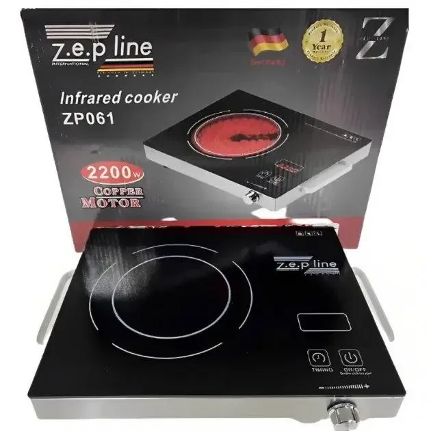 Настольная плита электрическая сенсорная инфракрасная одноконфорочная Zepline ZP-061 2200 Вт Коломия - фото 2