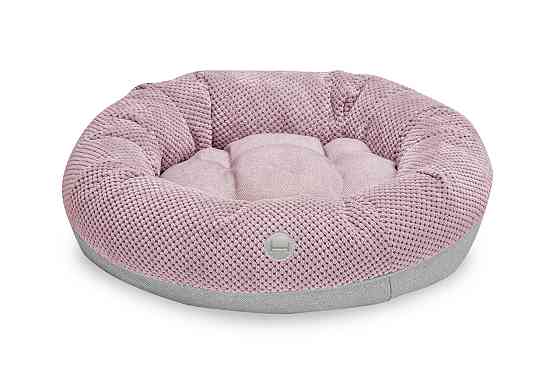 Лежанка для собак і котів овальна Harley and Cho, круглий лежак для тварин Bagel Pink Одеса