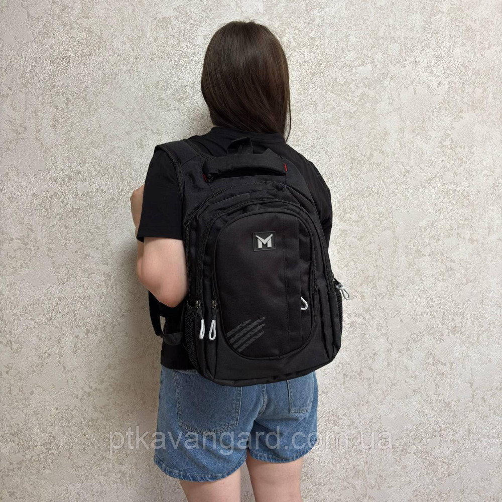 Рюкзак школьный подростковый C 65518 на 3 отделения с ортопедической спинкой, черный Хмельницкий - изображение 3