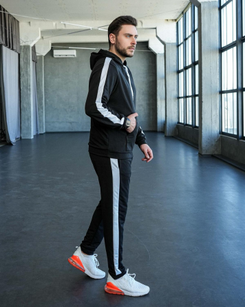 Костюм спортивный мужской лампасы весна Черный M Харьков