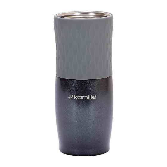 Термочашка 500мл з TPR вставкою нержавіюча сталь (синій,сірий) KAMILLE 2047 Житомир