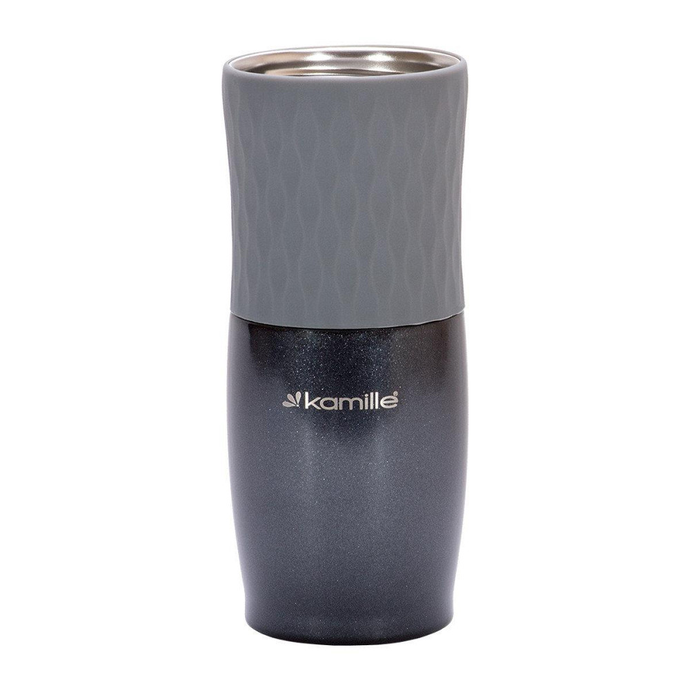Термочашка 500мл з TPR вставкою нержавіюча сталь (синій,сірий) KAMILLE 2047 Житомир - фото 1