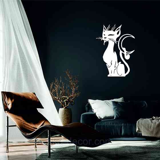 Декоративное настенное 3D Панно «Кот» Декор на стену с объемом 70*52 см, Белый Киев