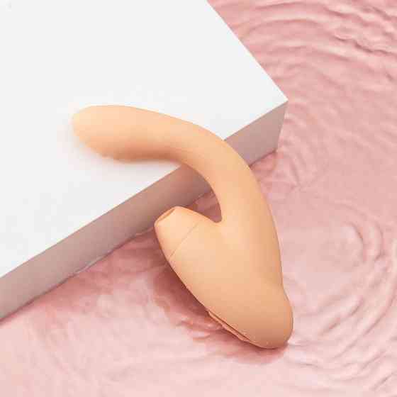 Безконтактний вібратор подвійної стимуляції з підігрівом Sweet Em, бежевий Sex Aura Київ