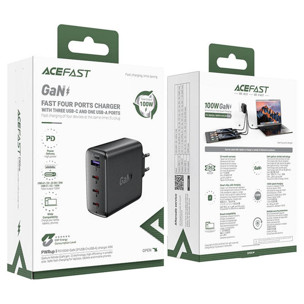 Сетевое зарядное устройство ACEFAST A94 PD100W GaN charger Black 6974316283133 Одесса - изображение 7