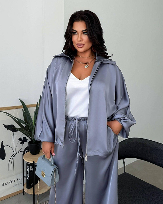 Жіночий костюм Double шовк Армані — бомбер і трансформовані штани, сірий, розмір 54/56 Лубны - изображение 10