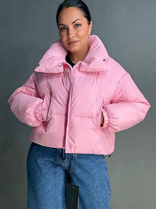 Куртка жіноча Lady Yep 10043 коротка на блискавці з коміром рожева, рожевий, 44 Київ - фото 4
