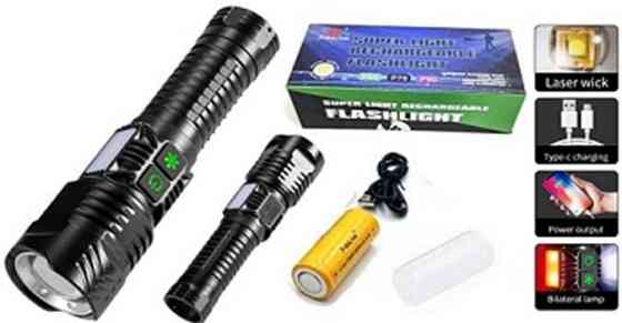 Ручний ліхтар XQ-S19-P99 (COB+RGB) zoom + PowerBank + Type-C + 26650 (5+3 режими) Вінниця