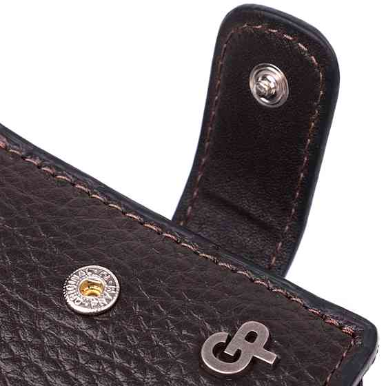 Практичное портмоне из люксовой зернистой кожи флотар GRANDE PELLE 22876 Коричневый Киев