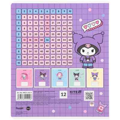 Тетрадь Kite Kuromi, 12 листов, клетка (HK25-232-4) Винница