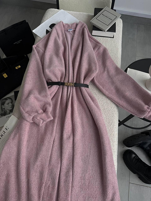 Жіночий затишний оверсайз кардиган з поясом альпака Одеса - фото 12