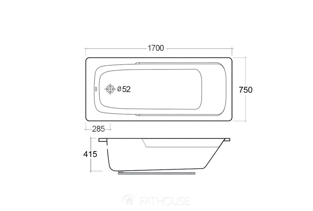 Прямокутна акрилова ванна RAK Ceramics Orient (1700x750x415 мм) Блакитна Київ - фото 4