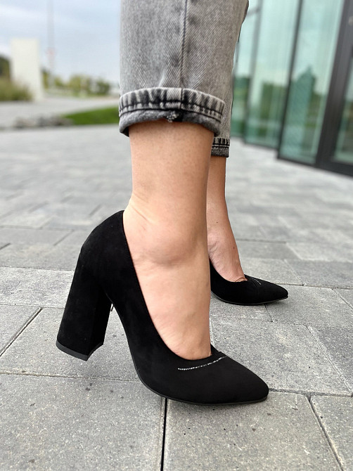 Lino Marano Туфлі жіночі Lino Marano чорні еко-замша каблук 10 см розміри 35-39 (Y471-6 4599) Коломия - фото 9