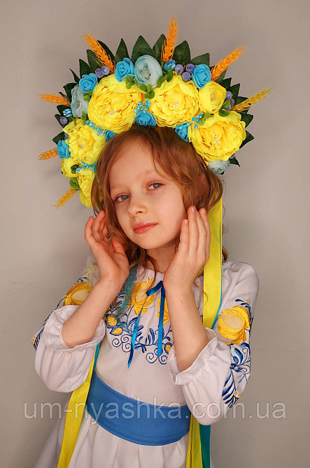Віночок ободок з квітами "Сценічний з колосками та стрічками" Кривий Ріг - фото 5