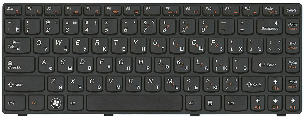 Клавиатура для ноутбука Lenovo IdeaPad (Z380) Black, (Black Frame), RU Вінниця - фото 2