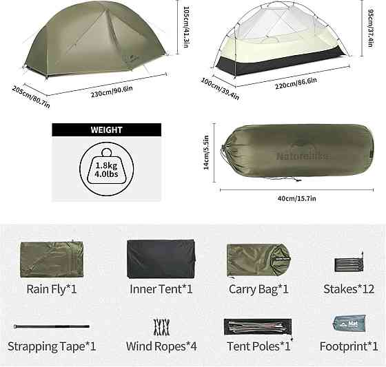 Намет одномісний легкий Naturehike Mongar Pro 1 (Оливковий) Київ