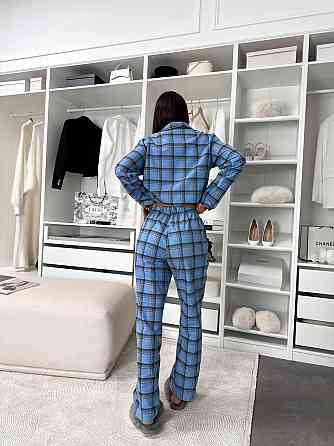 Жіноча домашня повсякденна картата піжама з фланелі. чорно-блакитний, 42/44 Одеса