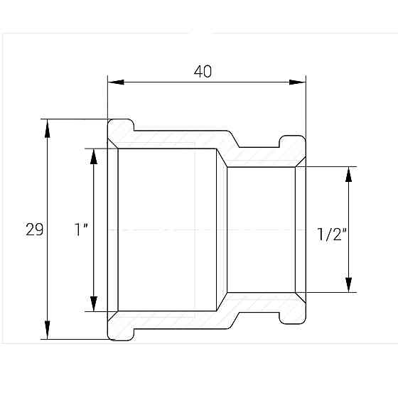 Муфта редукційна латунна 1″ВР х 1/2″ВР ливарна А0315А VA (000010731) Київ