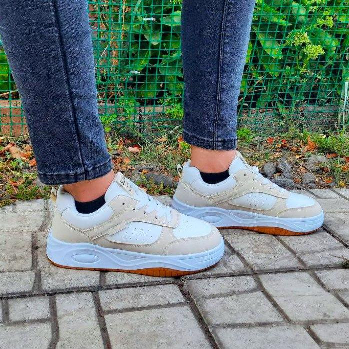 Женские Бежевые Кроссовки Белые Слипоны Мокасины (размеры: 37,38,39,40) Днепр - изображение 6